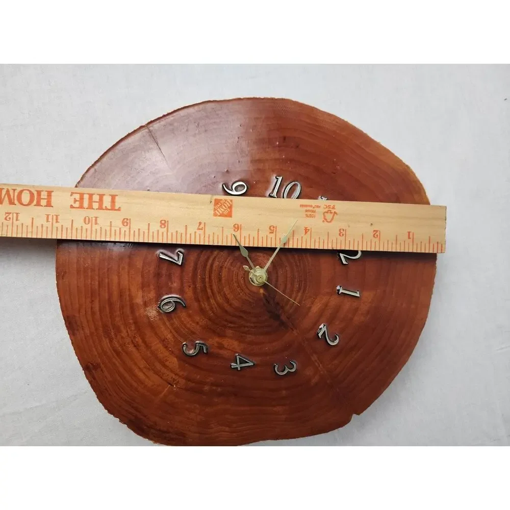 Vintage Clock 9x 11 Handmade Live Edge Wood Round Wall Quartz Rustic Cabin Decor